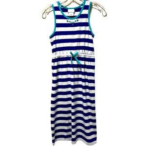 Lavender Brand Girls Sleeveless Maxi Dress Blue White Teal Rhinestone Size 10/12